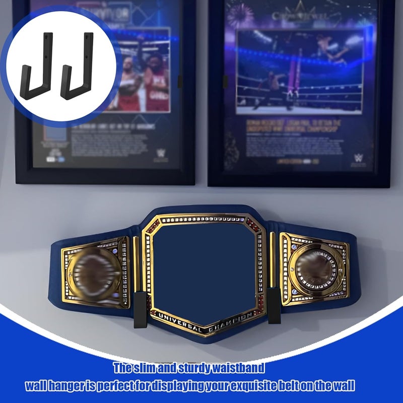 NATUHODE Wrestling Championship Belt Display Holder for Wall, Belt Horizontal Wall Mount Organizer, Wall Mounted Belt Display for Wrestlers Championship Hanging Display - Image 4